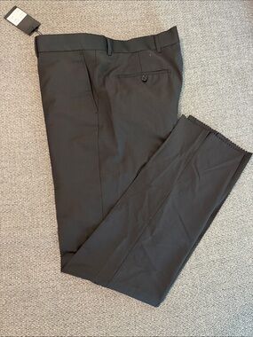 Ron Tomson Black Flat-Front Dress Pants